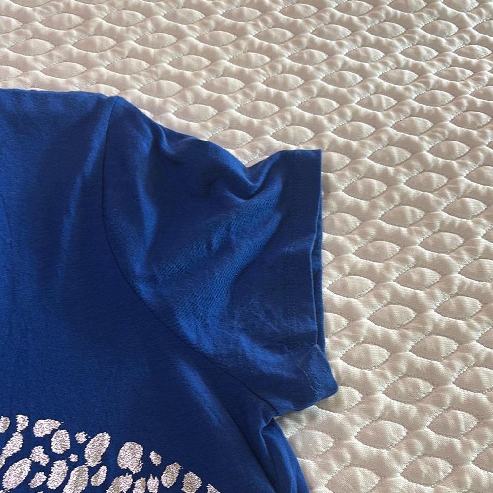 Michael Kors Royal Blue Tee with Metallic Silver MK Design - Picture 4 of 6